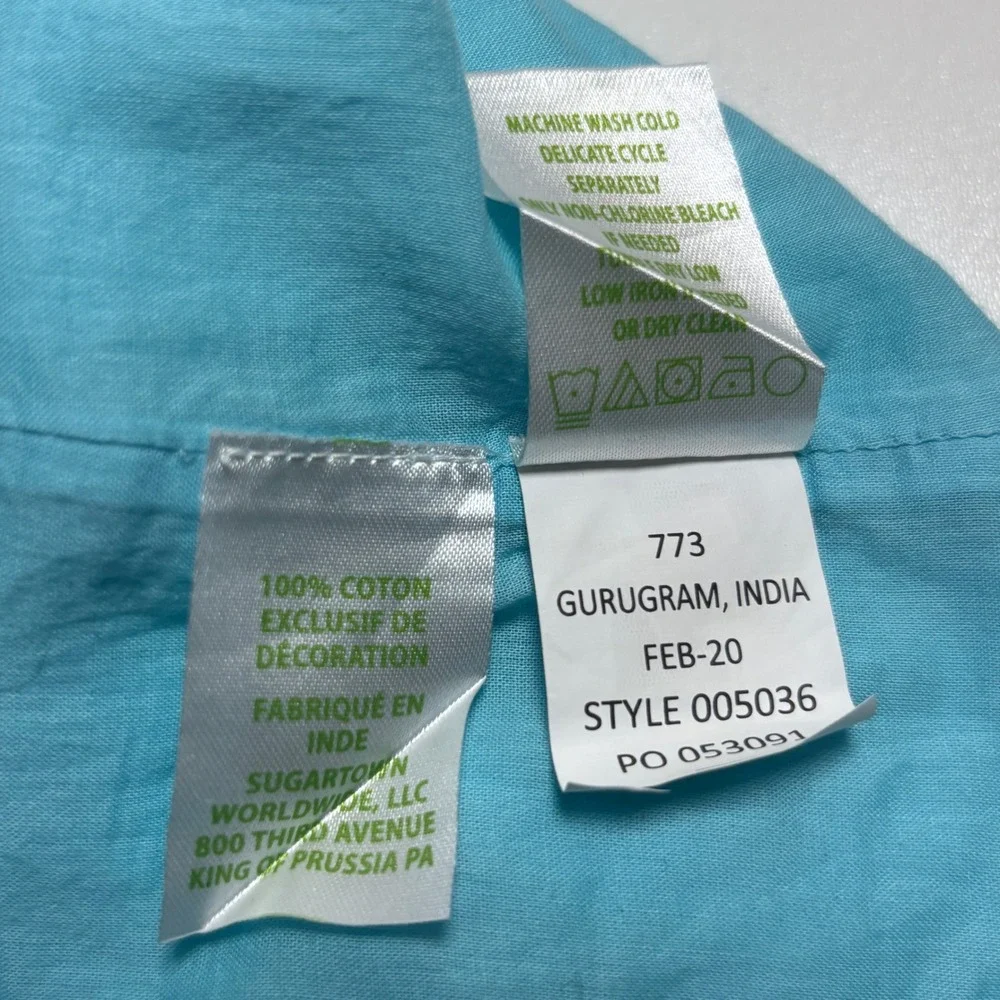 Lilly Pulitzer Tamryn Top Blue Ibiza Women's L Embroidered Cotton Blouse New - Picture 9 of 9
